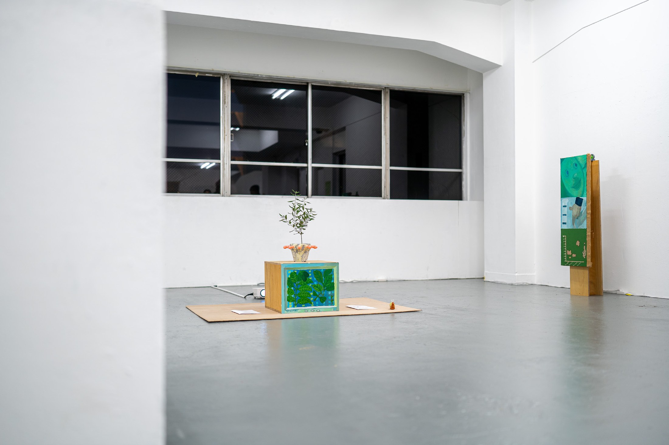 Cycle installation view with sculptural objects